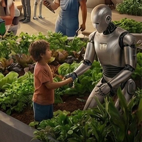 Robot teaching a child